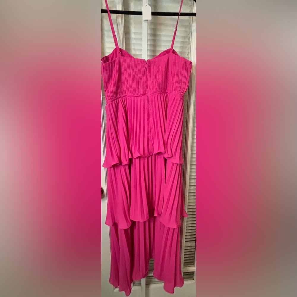 Lulu’s Cascading Crushed HotPink Midi Dress-Size Large - Picture 13 of 16
